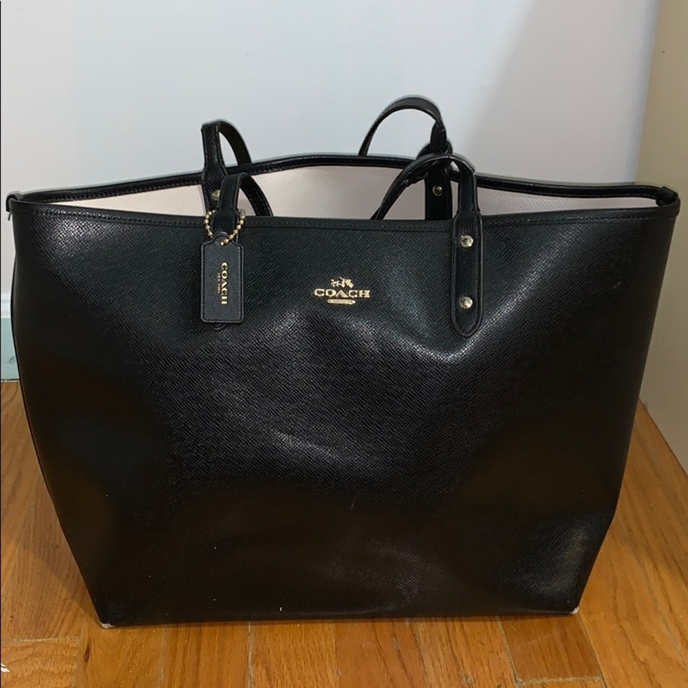 COACH black tote with small poach